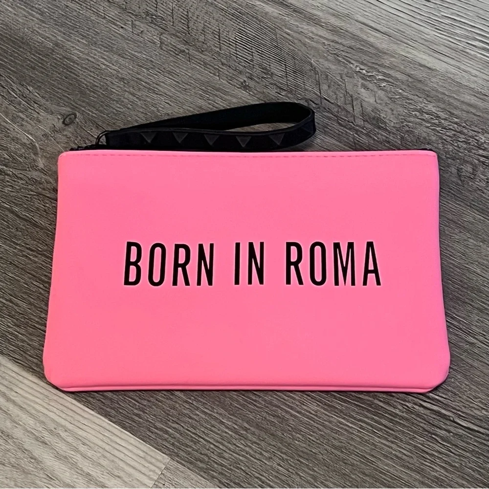 Valentino Born In Roma Rockstud Pink Cosmetic Makeup Travel Wristlet Bag